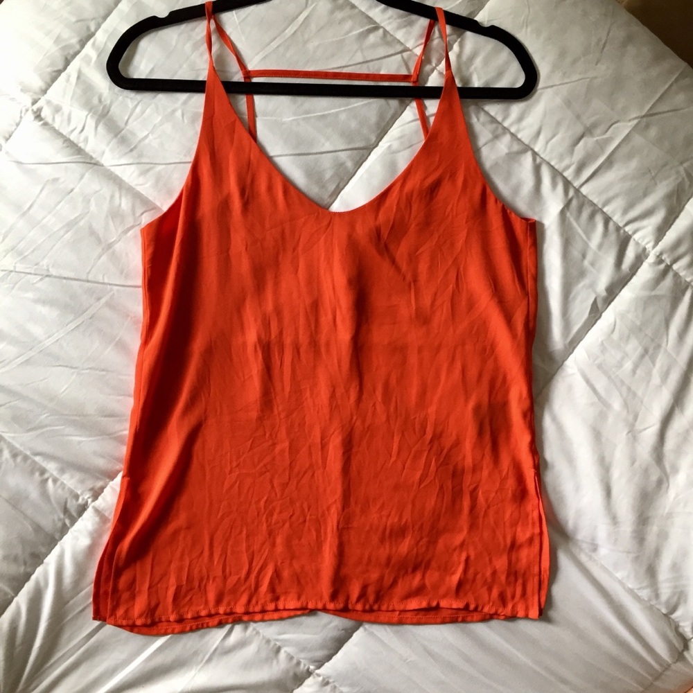 H&M Red-Orange Silk Camisole Top (Size 6)